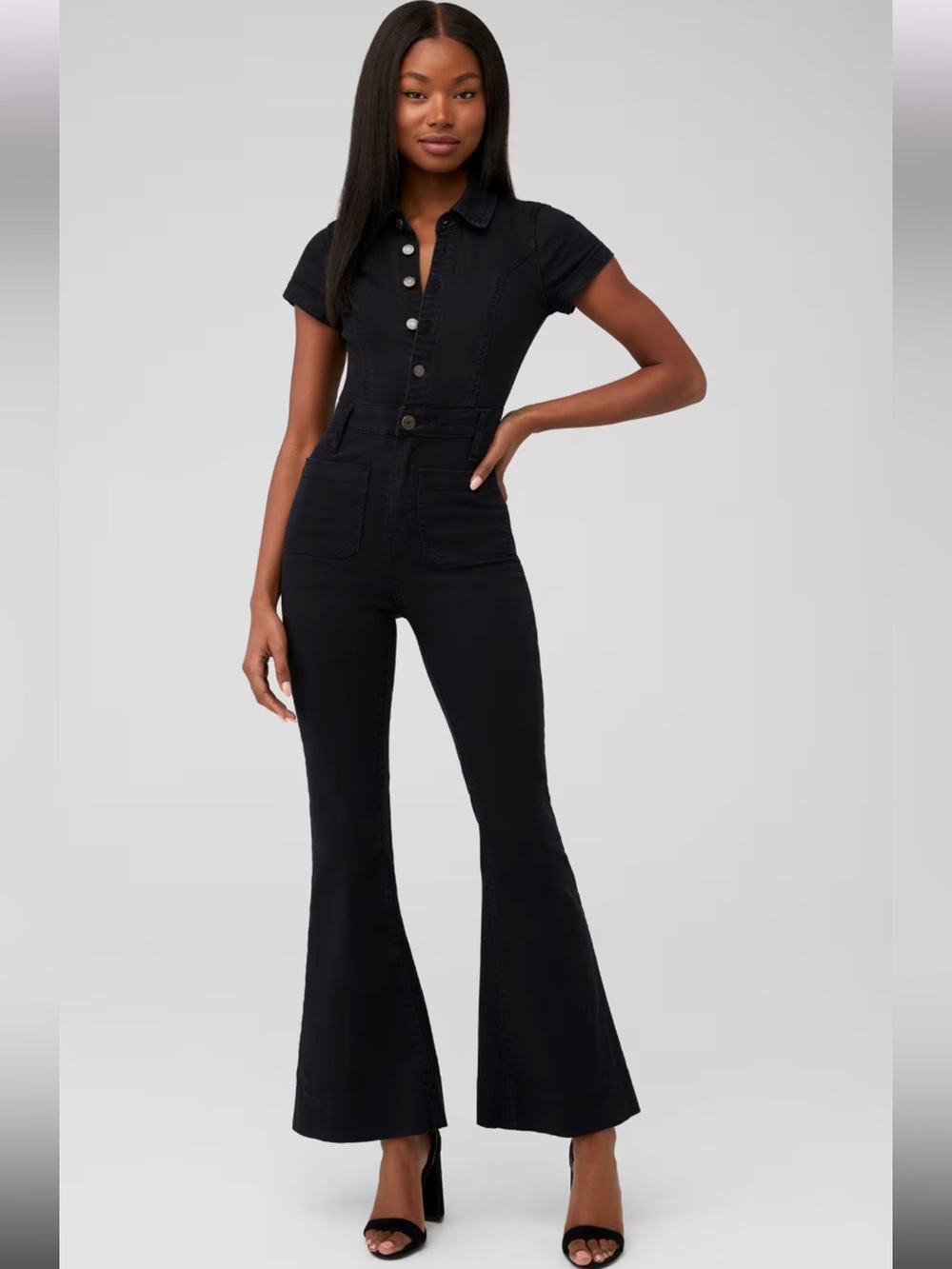 Show Me Your Mumu Women's Everhart Denim Jumpsuit in Black Size Small - Picture 2 of 11